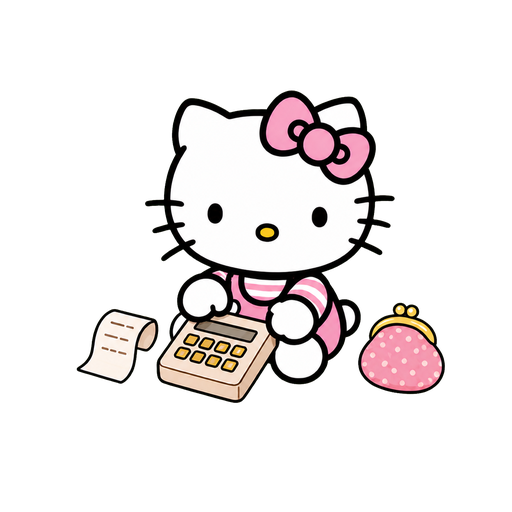 完整的记账 Kitty、计算器、小票和钱包