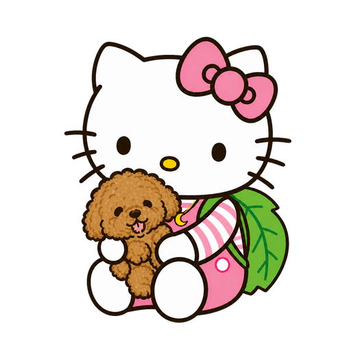 Kitty 抱着泰迪小狗
